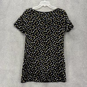 Broadway & Broome Dress Women Size Medium Black gold silver Dots Lined thin‎